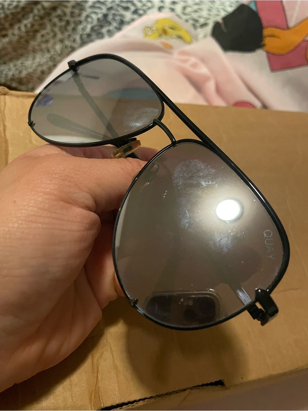 Quay Australia Black Aviator Sunglasses with Gray Tinted Lenses